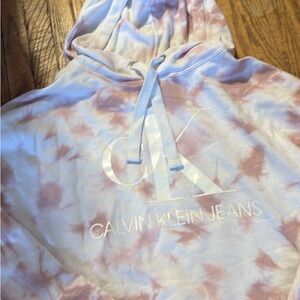 Calvin Klein Pink and White Hoodie